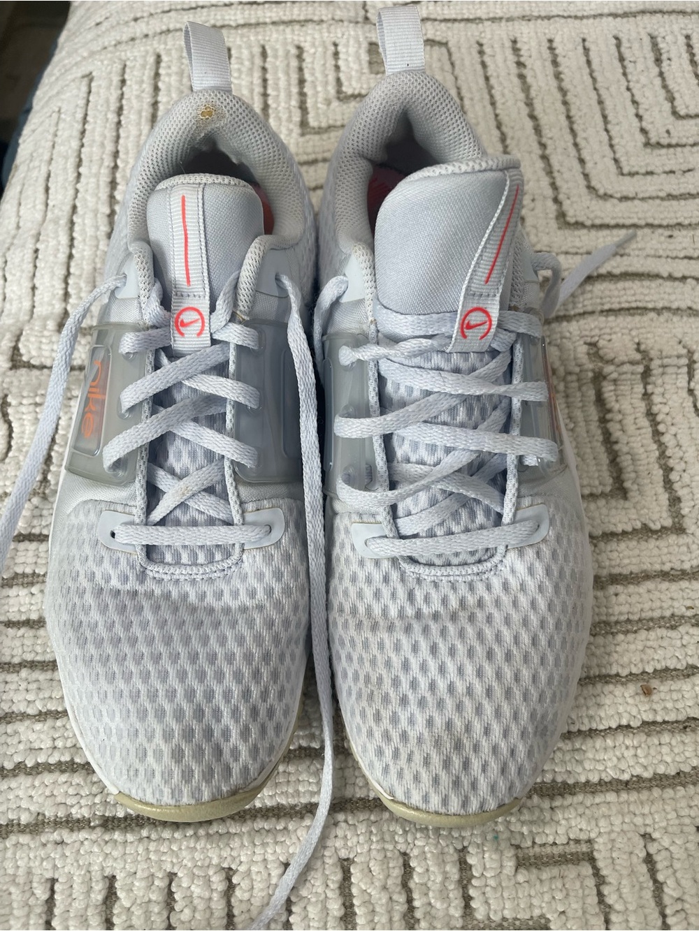 Nike Light Gray Athletic Sneakers with Coral Accent